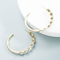 Alloy Diamond-studded Water Drop C-shaped Earrings Wholesale Jewelry Nihaojewelry sku image 1