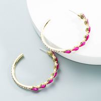 Alloy Diamond-studded Water Drop C-shaped Earrings Wholesale Jewelry Nihaojewelry sku image 2