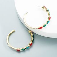 Alloy Diamond-studded Water Drop C-shaped Earrings Wholesale Jewelry Nihaojewelry sku image 3