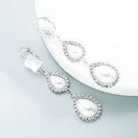 Pearl Water Drop Square Crystal Retro Earrings Wholesale Jewelry Nihaojewelry sku image 1