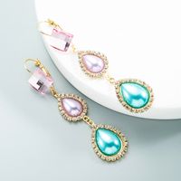 Pearl Water Drop Square Crystal Retro Earrings Wholesale Jewelry Nihaojewelry sku image 2