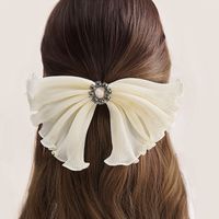 Wholesale Jewelry Pure Color Chiffon Bow Spring Clip Nihaojewelry sku image 1