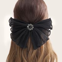 Wholesale Jewelry Pure Color Chiffon Bow Spring Clip Nihaojewelry sku image 2
