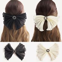 Wholesale Jewelry Pure Color Chiffon Bow Spring Clip Nihaojewelry main image 3