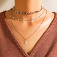 Wholesale New Silver Star Pendant Multi-layered Necklace Nihaojewelry main image 3