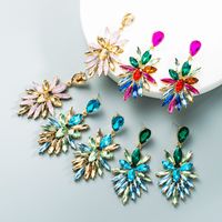 Vente En Gros Bijoux Alliage Verre Diamant Fleur Longues Boucles D&#39;oreilles Nihaojewelry main image 1