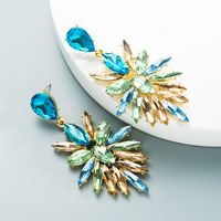 Vente En Gros Bijoux Alliage Verre Diamant Fleur Longues Boucles D&#39;oreilles Nihaojewelry main image 3