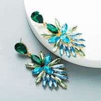 Vente En Gros Bijoux Alliage Verre Diamant Fleur Longues Boucles D&#39;oreilles Nihaojewelry main image 5