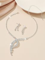 Shiny Water Droplets Tassel Artificial Crystal Metal Inlay Rhinestones Women's Earrings Necklace sku image 18