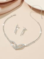 Shiny Water Droplets Tassel Artificial Crystal Metal Inlay Rhinestones Women's Earrings Necklace sku image 3