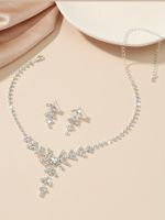 Shiny Water Droplets Tassel Artificial Crystal Metal Inlay Rhinestones Women's Earrings Necklace sku image 24