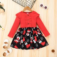 Baby Long Sleeve Sunken Stripe Dress 2021 European And American Girls Christmas Dress Children's Autumn Clothing Cross-border Spot main image 1