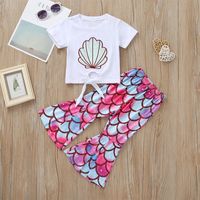 Wholesale Children's Shell Fish Tail Short-sleeved T-shirt Flared Pants Two-piece Nihaojewelry main image 1
