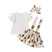 Wholesale Children’s T-shirt Printed Suspender Skirt Two-piece Nihaojewelry sku image 2