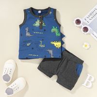 Großhandel Cartoon Dinosaurier Print Kinder Weste Shorts Zweiteilige Nihaojewelry sku image 2