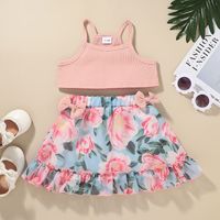 Wholesale Summer Children's Printed Sling Shirt Skirt Suit Two-piece Nihaojewelry sku image 1