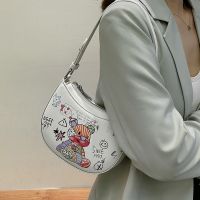 Wholesale Fashion Graffiti Shoulder Underarm Half Moon Bag Nihaojewelry main image 5