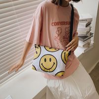 Wholesale Large Capacity Smiley Face Pattern Shoulder Canvas Bag Nihaojewelry main image 5