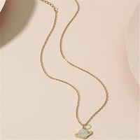 Wholesale Simple Dreamy Full Diamond Planet Titanium Steel Necklace Nihaojewelry sku image 1