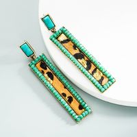 Wholesale Bohemian Leopard Print Leather Crystal Earrings Nihaojewelry sku image 1