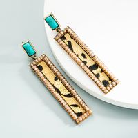 Wholesale Bohemian Leopard Print Leather Crystal Earrings Nihaojewelry sku image 2