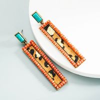 Wholesale Bohemian Leopard Print Leather Crystal Earrings Nihaojewelry sku image 3