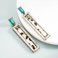 Wholesale Bohemian Leopard Print Leather Crystal Earrings Nihaojewelry sku image 4