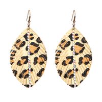 Wholesale Bohemia Leather Print Leopard Leaf Shape Earrings Nihaojewelry main image 7