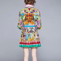 Wholesale Ethnic Style Printed High-waist Pleated Skirt Shirt Suit Nihaojewelry main image 8