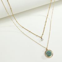 European And American Fashion Korean Style Personalized Natural Stone Pendant Stainless Steel Necklace Multi-layer Clavicle Chain Titanium Steel Clavicle Chain main image 4