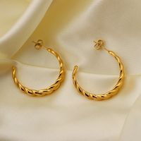 Wholesale Fashion Twist-shaped 18k Gold-plated Stainless Steel Hoop Earrings Nihaojewelry main image 5
