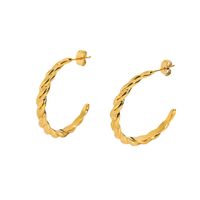 Wholesale Fashion Twist-shaped 18k Gold-plated Stainless Steel Hoop Earrings Nihaojewelry main image 6