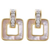 Wholesale Zircon Square Shell Earrings Nihaojewelry main image 6