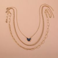 Großhandel Schmuck Lila Farbe Kristall Cluster Schmetterling Anhänger Mehrschichtige Halskette Nihaojewelry main image 3