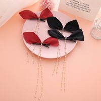 Pearl Tassel Flannel Bow Hairpin 2 Pieces Wholesale Jewelry Nihaojewelry main image 2