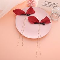 Pearl Tassel Flannel Bow Hairpin 2 Pieces Wholesale Jewelry Nihaojewelry main image 4