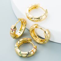 Wholesale Simple Gold-plated Copper Inlaid Colorful Zircon Ear Hoop Nihaojewelry main image 1