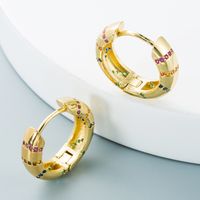 Wholesale Simple Gold-plated Copper Inlaid Colorful Zircon Ear Hoop Nihaojewelry main image 3