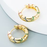 Wholesale Simple Gold-plated Copper Inlaid Colorful Zircon Ear Hoop Nihaojewelry main image 4