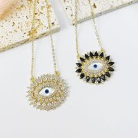 Wholesale Jewelry Devil's Eye Pendant Copper Inlaid Zircon Necklace Nihaojewelry main image 5