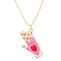 Wholesale Jewelry Palm Color Oil Drop Heart Pattern Pendant Copper Necklace main image 3