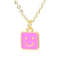 Wholesale Jewelry Square Shape Smile Face Drop Pendant Copper Necklace Nihaojewelry main image 1