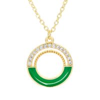 Wholesale Jewelry Half Oil Drop Ring-shape Pendant Copper Inlaid Zircon Necklace Nihaojewelry main image 3
