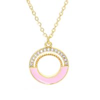 Wholesale Jewelry Half Oil Drop Ring-shape Pendant Copper Inlaid Zircon Necklace Nihaojewelry main image 6