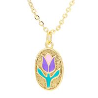 Vente En Gros Bijoux Tulipe Dégoulinant D&#39;huile Pendentif Collier En Cuivre Nihaojewelry main image 4