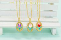 Wholesale Jewelry Tulip Dripping Oil Pendant Copper Necklace Nihaojewelry main image 5