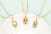 Wholesale Jewelry Tulip Dripping Oil Pendant Copper Necklace Nihaojewelry main image 6