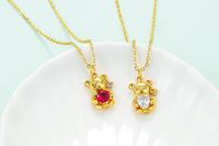 Wholesale Jewelry Heart Bear Pendant Copper Inlaid Zircon Necklace Nihaojewelry main image 5
