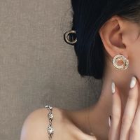 Wholesale Boucles D&#39;oreilles En Perles De Strass Incrustées De Cercle Vortex Nihaojewelry main image 4