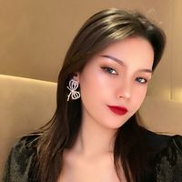 Wholesale Fashion Inlaid Rhinestone Pearl Bow Earrings Nihaojewelry main image 4